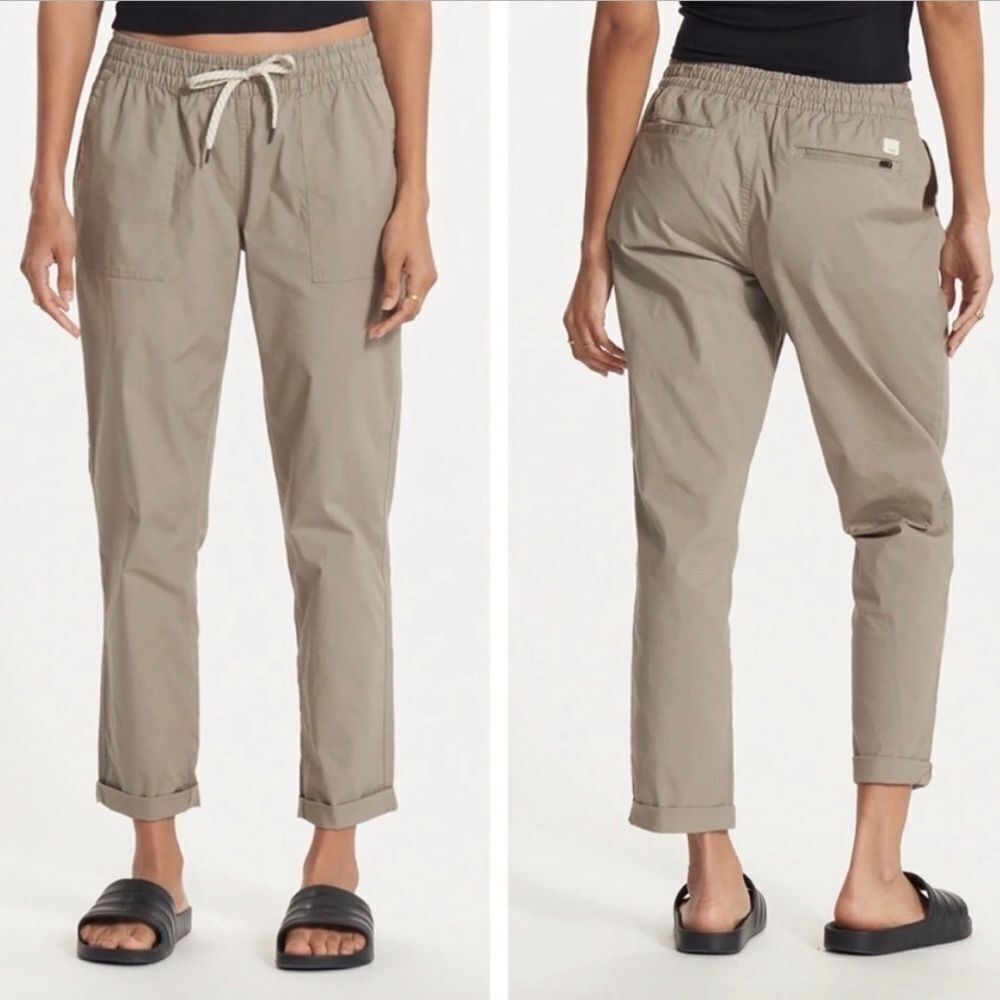 Vuori Women's Cropped Drawstring Pants in Taupe